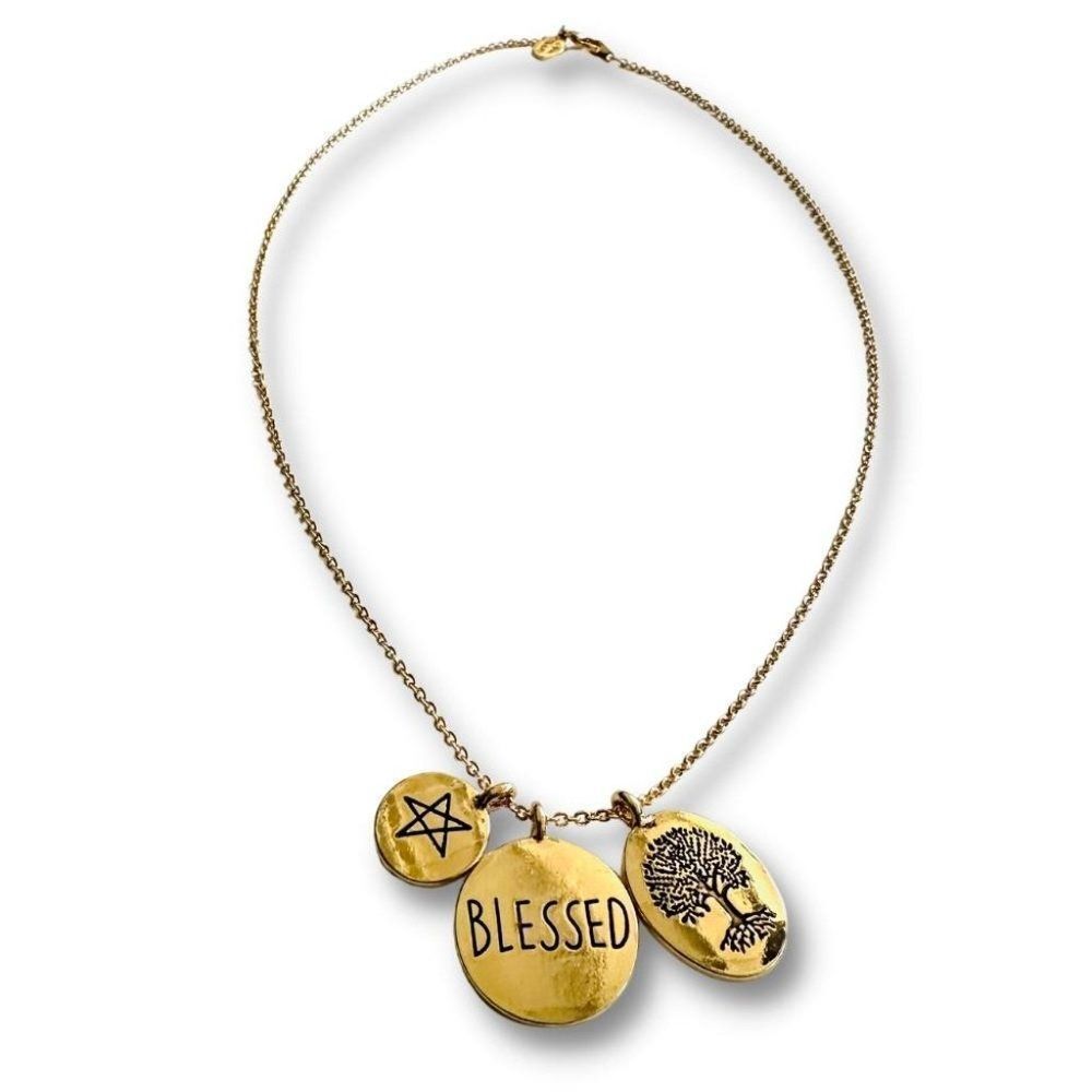 Alisa Michelle - Gold Necklace - Blessed - 3 Charms - NWT